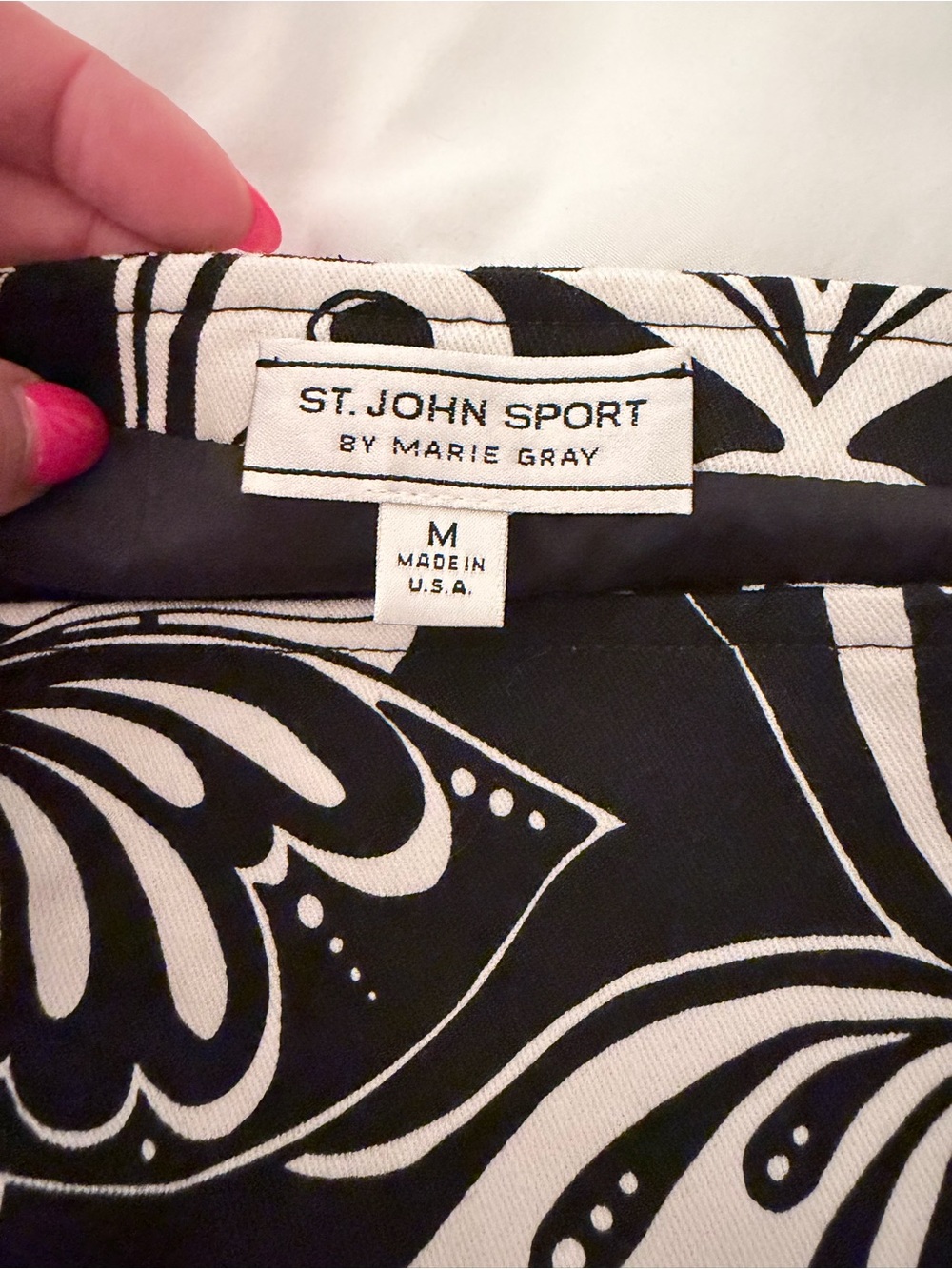 St. John Sport by Marie Gray Black and White Printed Skirt